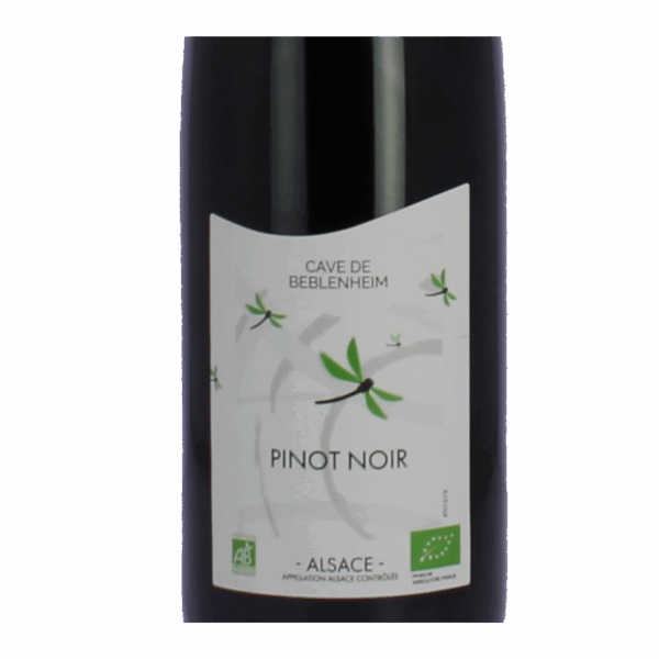 Zoom sur l'étiquette du Pinot Noir BIO de la Cave de Beblenheim
